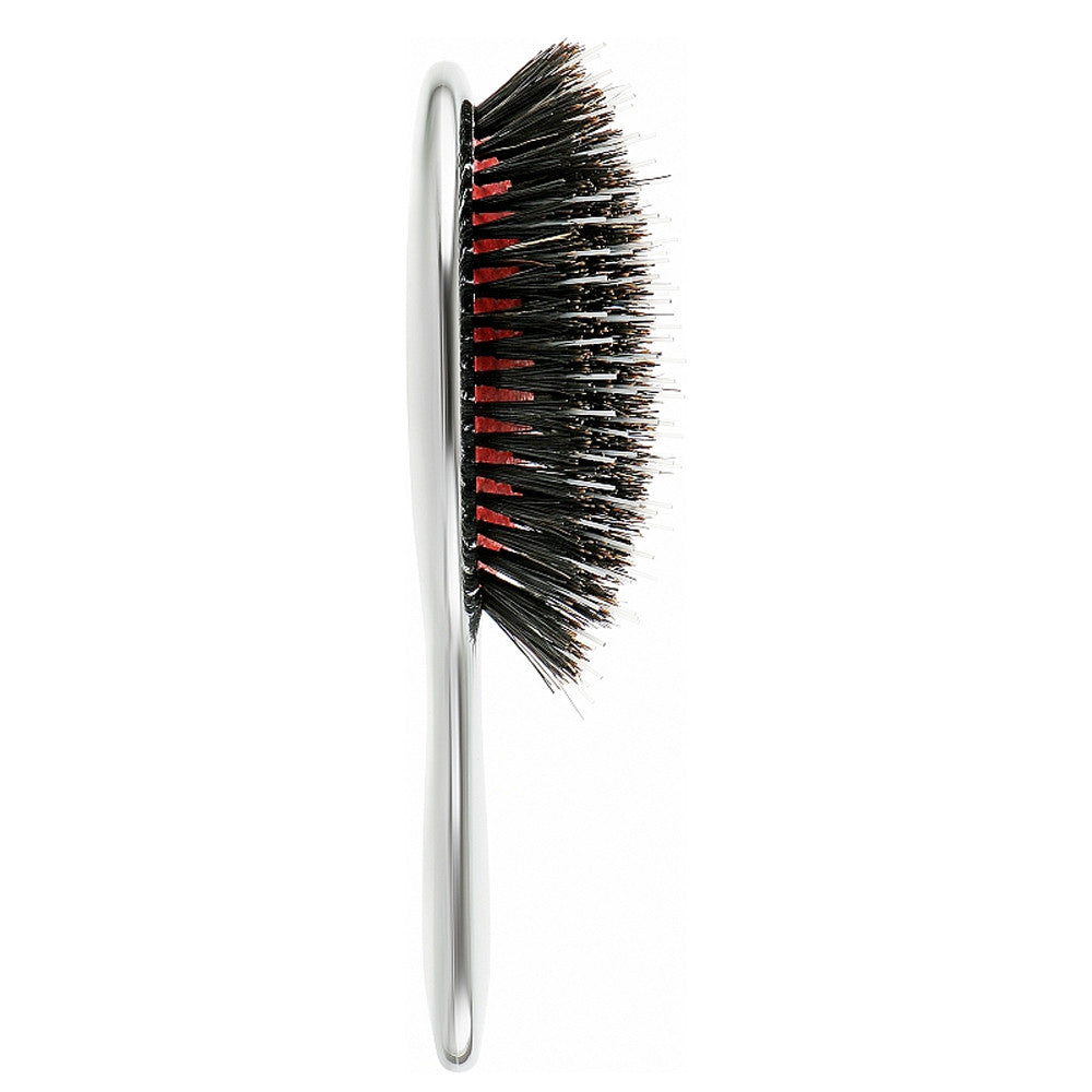 Щітка JANEKE Silver Hairbrush з натуральною щетиною кабана та нейлоном S