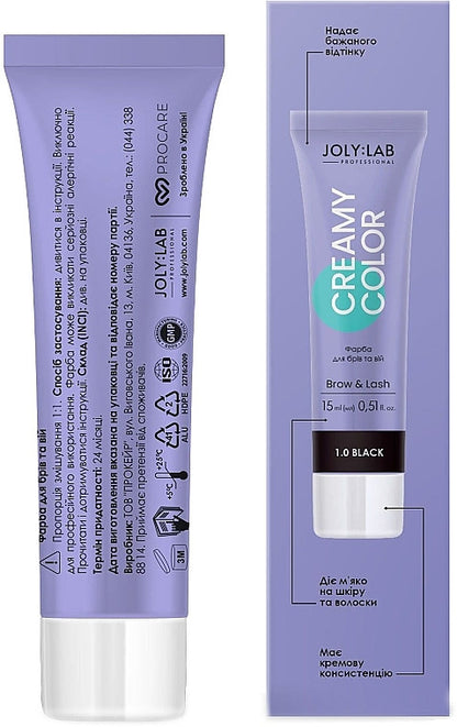 Фарба для брів та вій Joly:Lab Creamy Color Brow & Lash черная, 15 мл