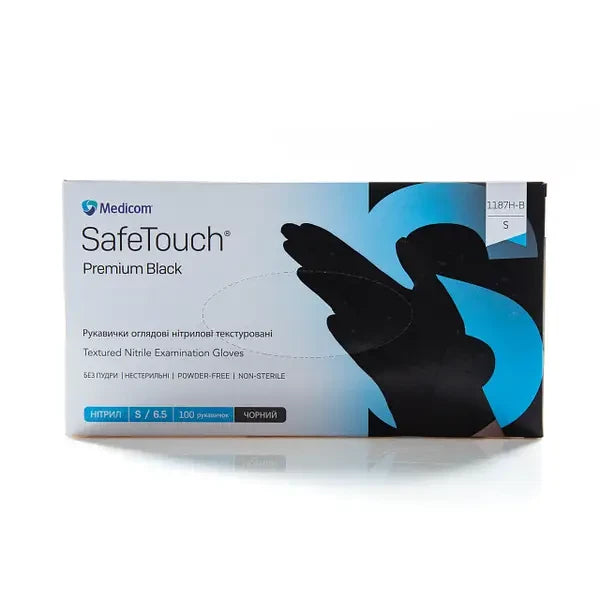 Рукавички нітрілові (чорні) SafeTouch Premium Black MEDICOM 5,0 г 100шт S