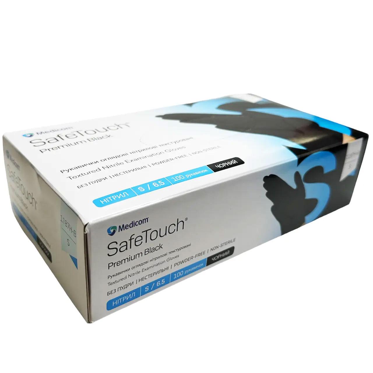 Рукавички нітрілові (чорні) SafeTouch Premium Black MEDICOM 5,0 г 100шт S