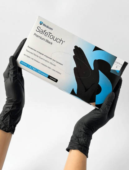Рукавички нітрілові (чорні) SafeTouch Premium Black MEDICOM 5,0 г 100шт S