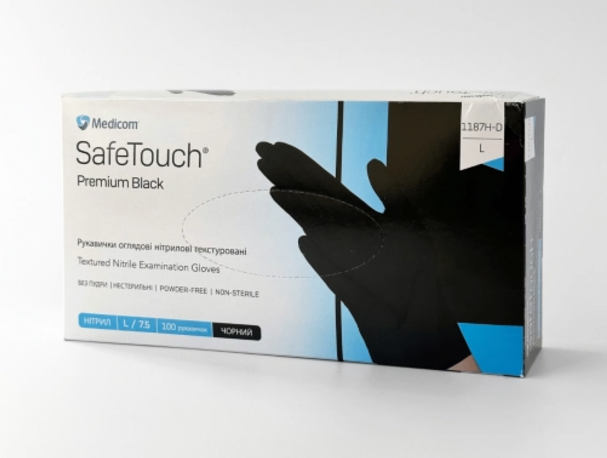 Рукавички нітрілові (чорні) SafeTouch Premium Black MEDICOM 5,0 г 100шт L