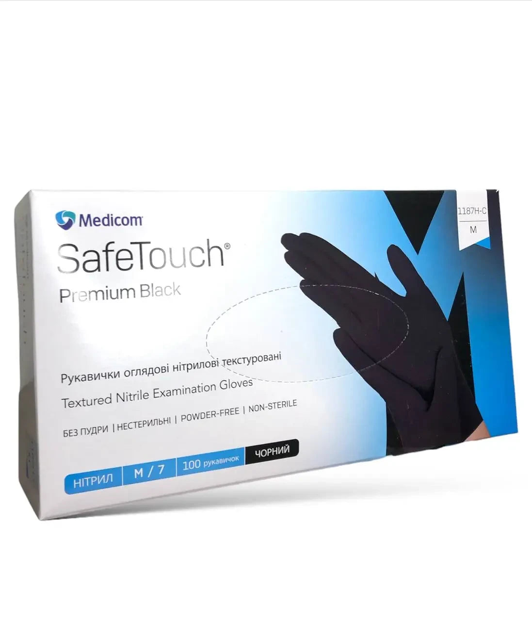 Рукавички нітрілові (чорні) SafeTouch Premium Black MEDICOM 5,0 г 100шт M