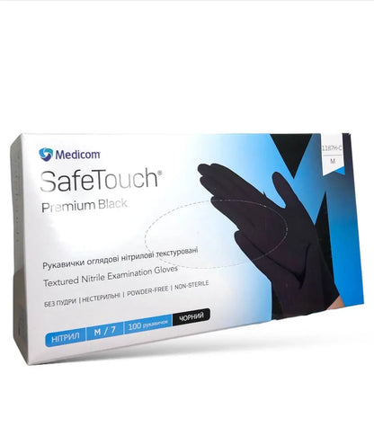 Рукавички нітрілові (чорні) SafeTouch Premium Black MEDICOM 5,0 г 100шт M