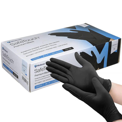 Рукавички нітрілові (чорні) SafeTouch Premium Black MEDICOM 5,0 г 100шт M