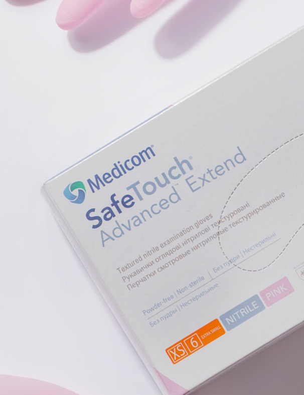 Рукавички нітрілові (рожеві) SafeTouch Extend Pink MEDICOM 3,8 г 100шт XS