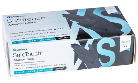 Рукавички нітрілові (чорні) SafeTouch Advanced Black MEDICOM 3,5 г 100шт XS