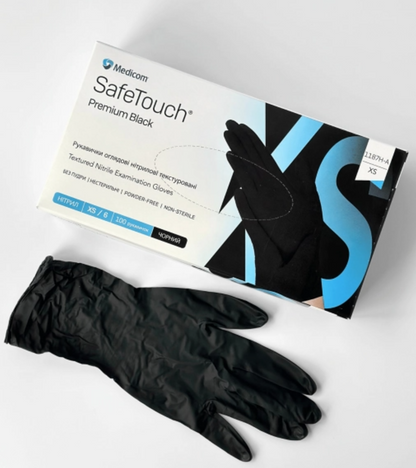 Рукавички нітрілові (чорні) SafeTouch Premium Black MEDICOM 5,0 г 100шт XS