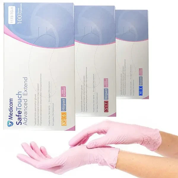 Рукавички нітрілові (рожеві) SafeTouch Extend Pink MEDICOM 3,8 г 100шт S