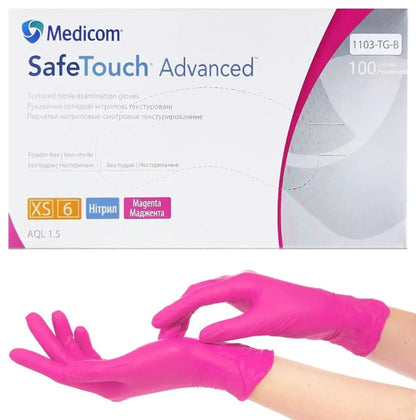 Рукавички нітрілові (маджента) SafeTouch MAGENTA MEDICOM 3,5 г 100шт XS