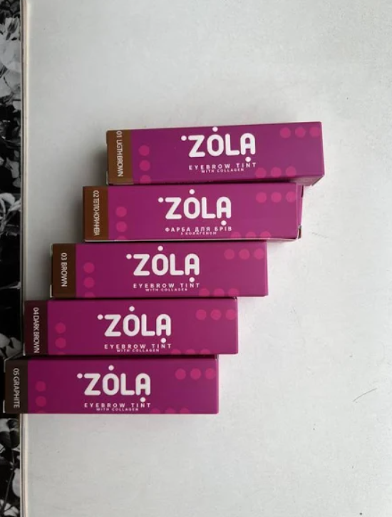 Фарба для брів із колагеном 02 Warm brown ZOLA 15 мл