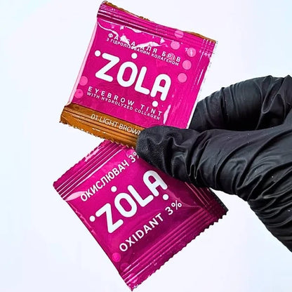 Фарба для брів із колагеном в саше з окисником 01 Light brown ZOLA 5 мл