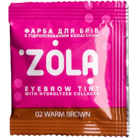 Фарба для брів із колагеном в саше з окисником 02 Warm brown ZOLA 5 мл