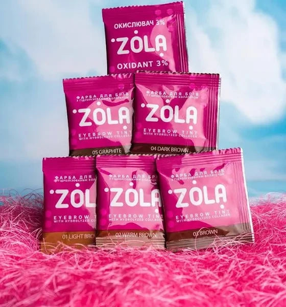Фарба для брів із колагеном в саше з окисником 05 Graphiten ZOLA 5 мл