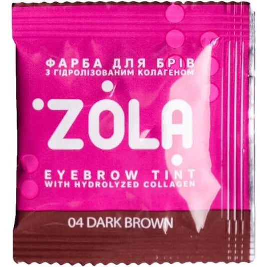 Фарба для брів із колагеном в саше з окисником 04 Dark brown ZOLA 5 мл