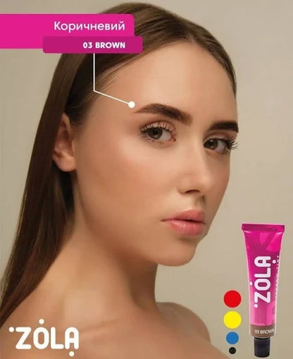 Фарба для брів із колагеном в саше з окисником 03 Brown ZOLA 5 мл
