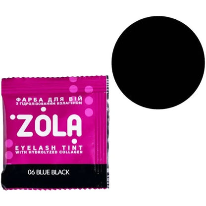 Фарба для брів із колагеном в саше з окисником 06 blue black ZOLA 5 мл