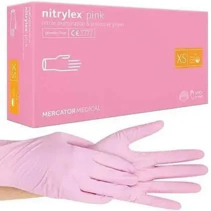 Рукавички нітрилові рожеві Nitrylex (3,5 г) XS 100 шт