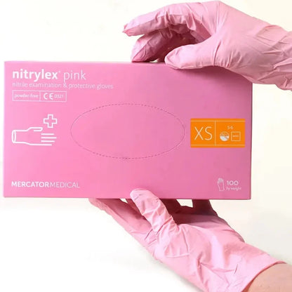Рукавички нітрилові рожеві Nitrylex (3,5 г) XS 100 шт