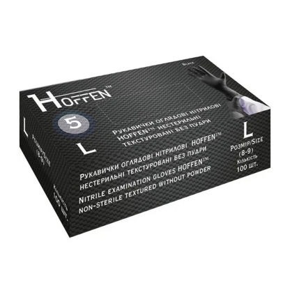 Рукавички нітрілові чорні HOFFEN (5 г) L 100 шт