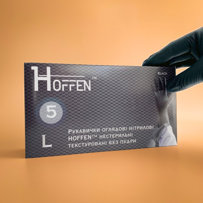 Рукавички нітрілові чорні HOFFEN (5 г) L 100 шт