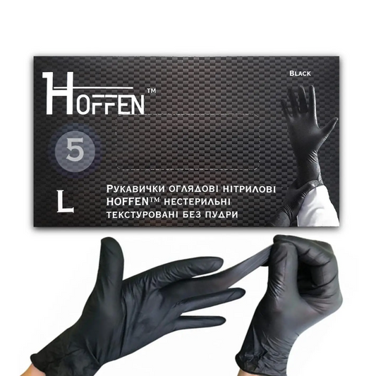 Рукавички нітрілові чорні HOFFEN (5 г) L 100 шт