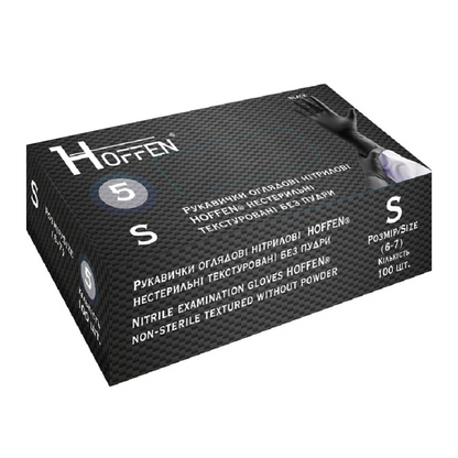 Рукавички нітрілові чорні HOFFEN (4 г) S 100 шт