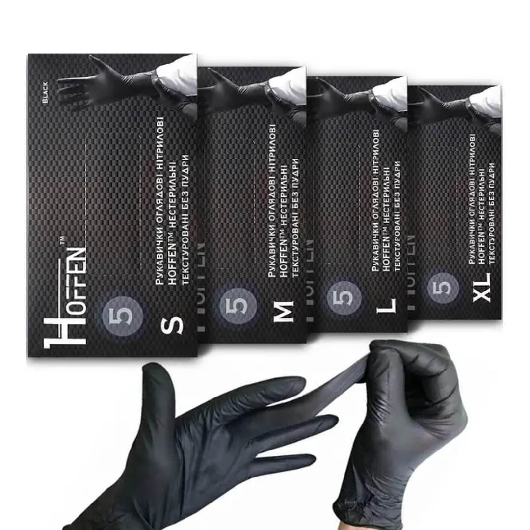 Рукавички нітрілові чорні HOFFEN (4 г) XL 100 шт