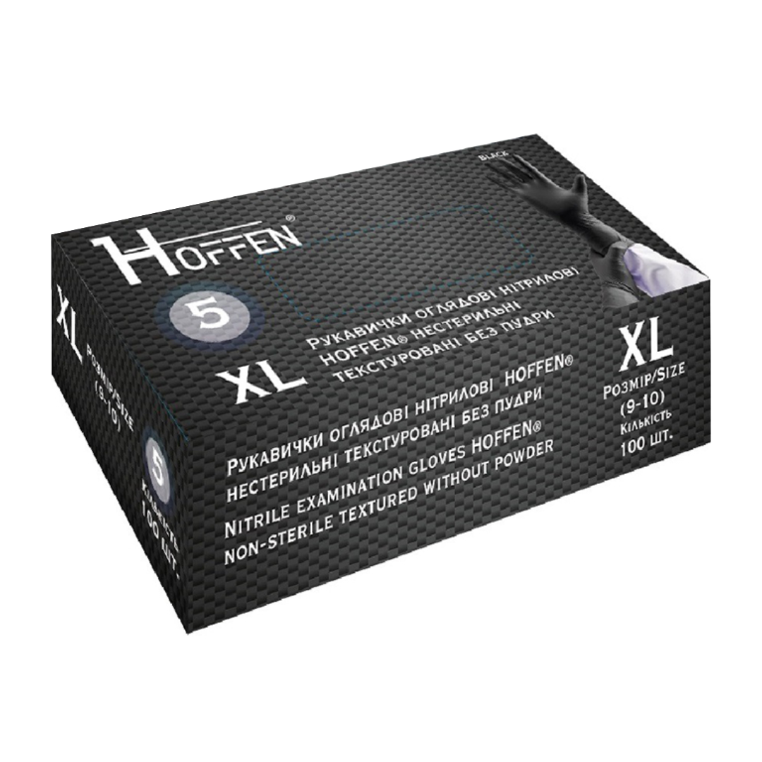 Рукавички нітрілові чорні HOFFEN (4 г) XL 100 шт