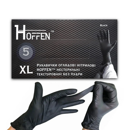 Рукавички нітрілові чорні HOFFEN (4 г) XL 100 шт