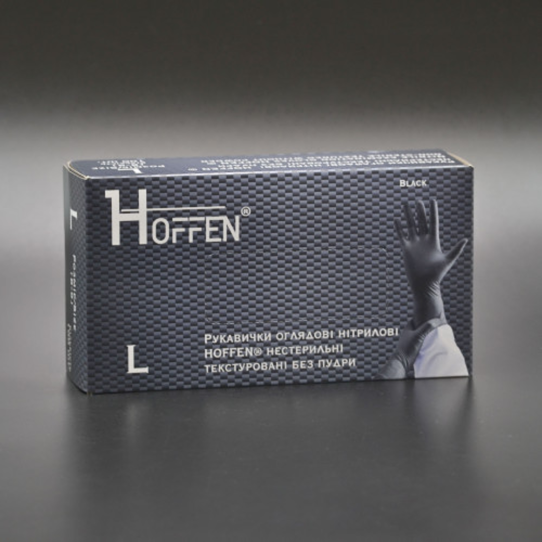 Рукавички нітрілові чорні HOFFEN (3,5 г) L 100 шт