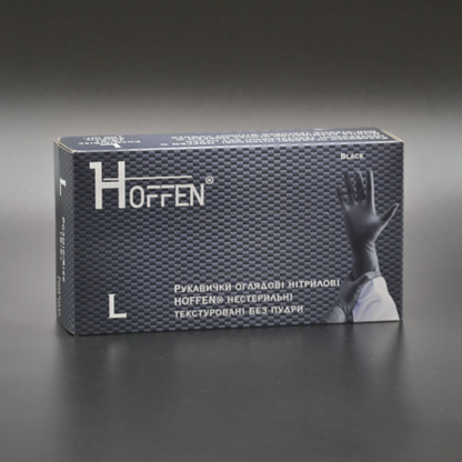 Рукавички нітрілові чорні HOFFEN (3,5 г) L 100 шт