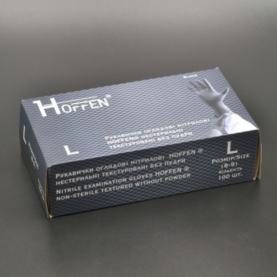 Рукавички нітрілові чорні HOFFEN (3,5 г) L 100 шт