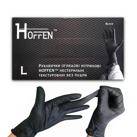 Рукавички нітрілові чорні HOFFEN (3,5 г) L 100 шт