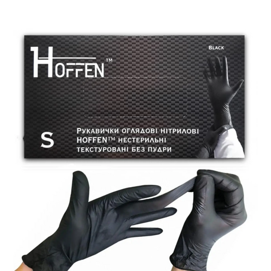 Рукавички нітрілові чорні HOFFEN (3,5 г) S 100 шт