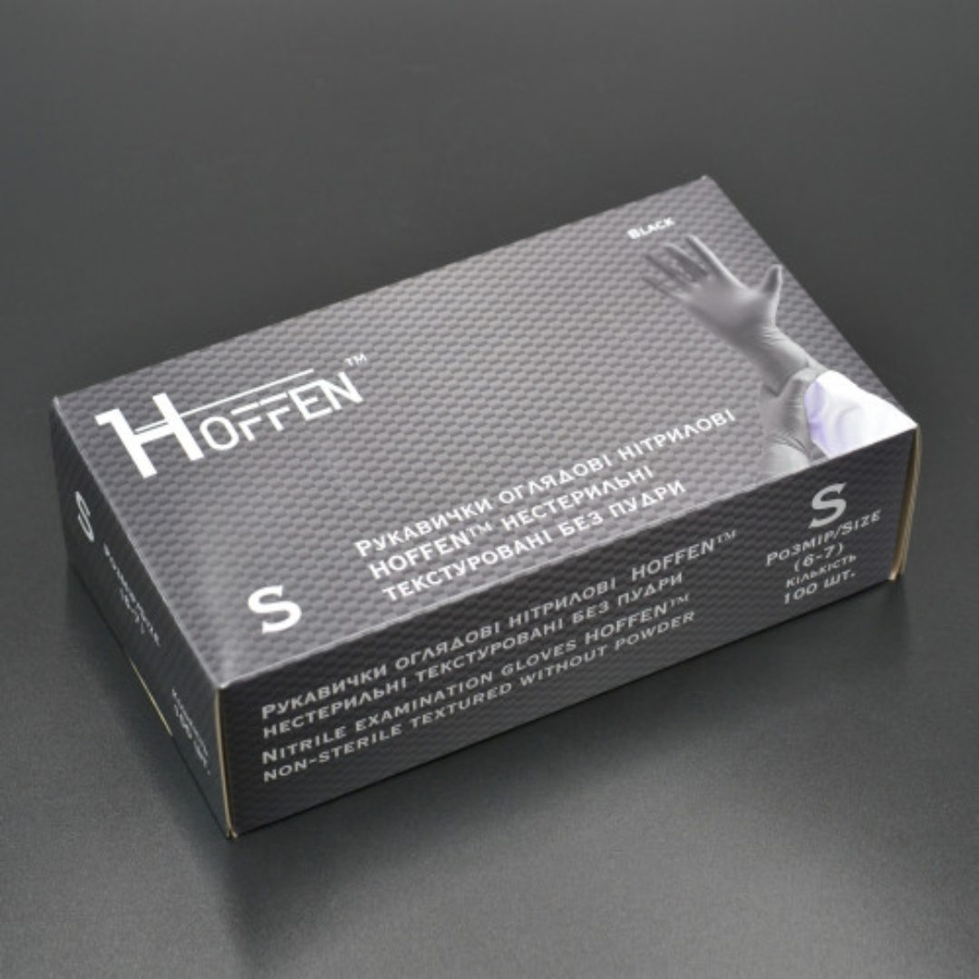 Рукавички нітрілові чорні HOFFEN (3,5 г) S 100 шт