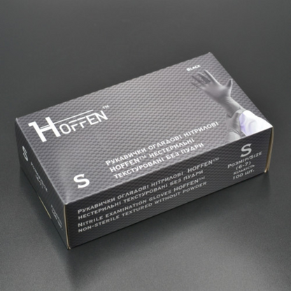 Рукавички нітрілові чорні HOFFEN (3,5 г) S 100 шт