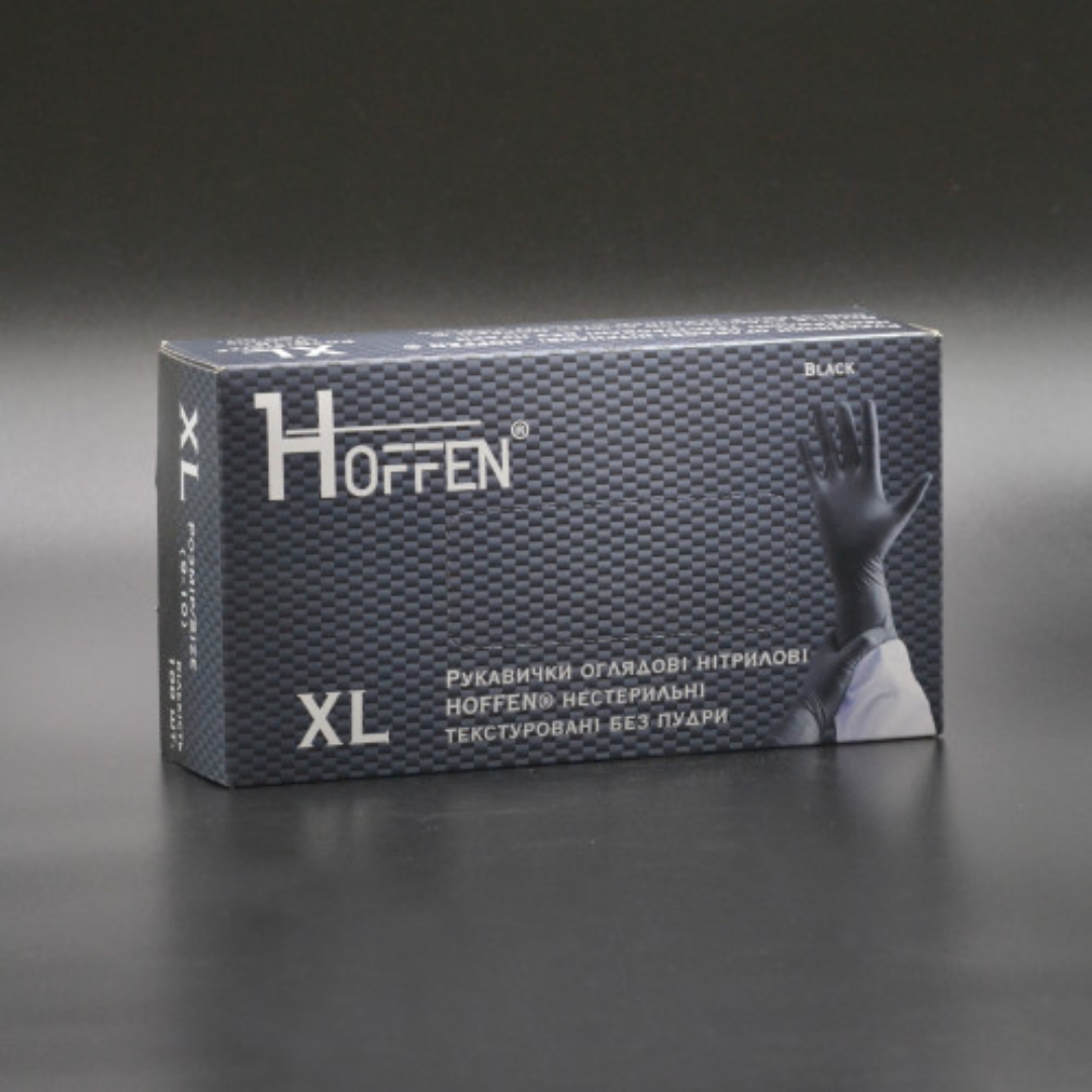Рукавички нітрілові чорні HOFFEN (3,5 г) XL 100 шт