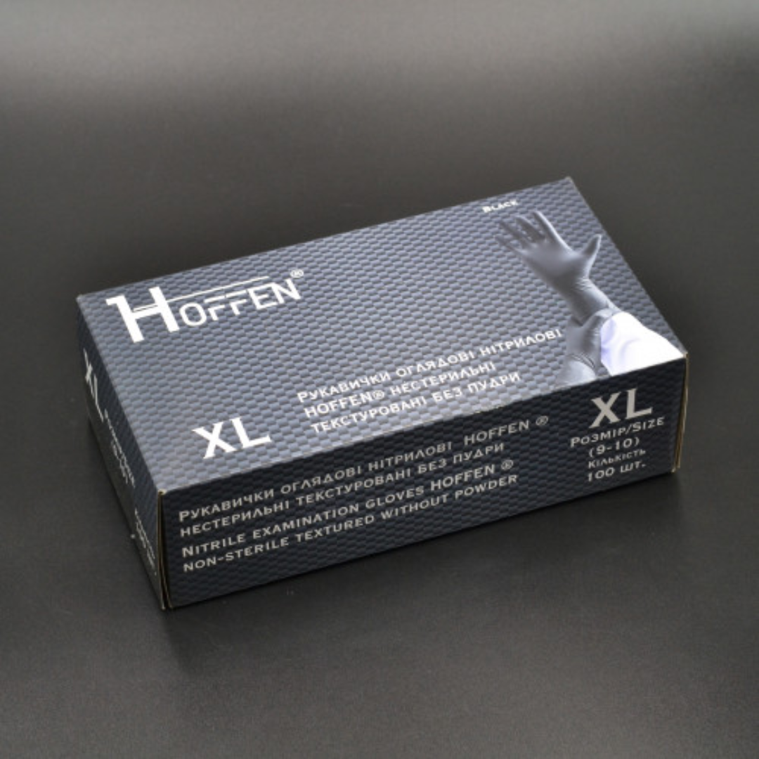 Рукавички нітрілові чорні HOFFEN (3,5 г) XL 100 шт