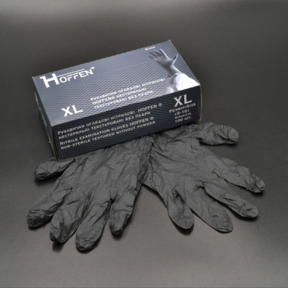 Рукавички нітрілові чорні HOFFEN (3,5 г) XL 100 шт