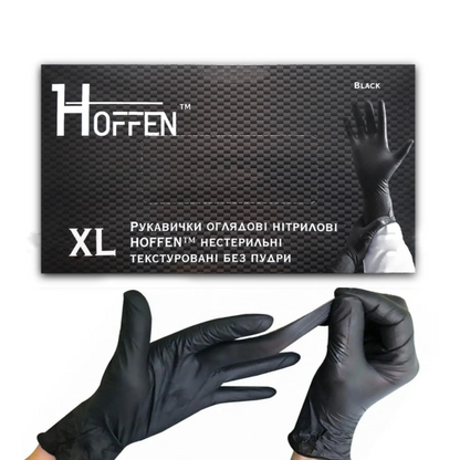 Рукавички нітрілові чорні HOFFEN (3,5 г) XL 100 шт