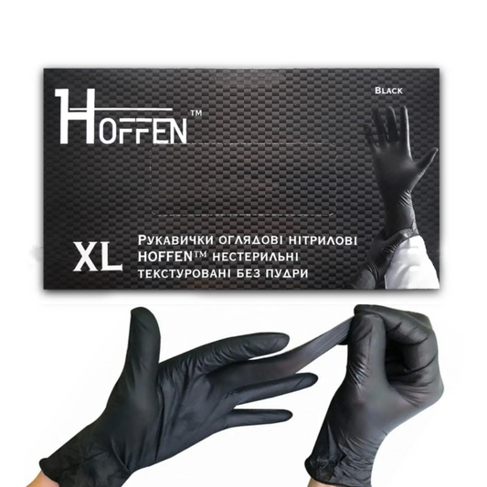 Рукавички нітрілові чорні HOFFEN (3,5 г) XL 100 шт