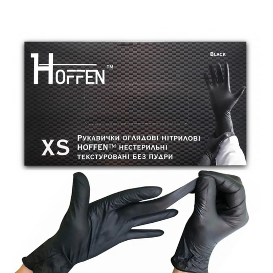 Рукавички нітрілові чорні HOFFEN (3,5 г) XS 100 шт