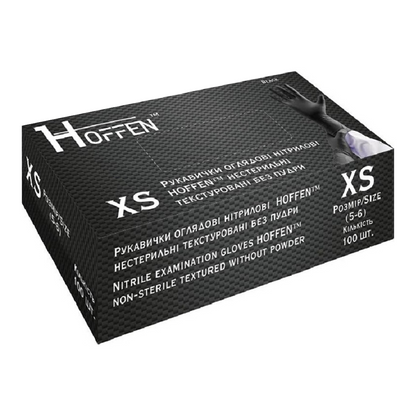 Рукавички нітрілові чорні HOFFEN (3,5 г) XS 100 шт