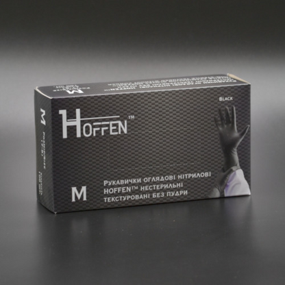 Рукавички нітрілові чорні HOFFEN (3,5 г) М 100 шт