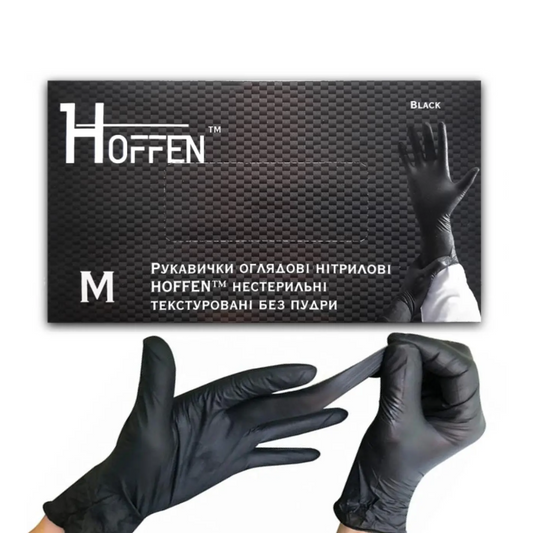 Рукавички нітрілові чорні HOFFEN (3,5 г) М 100 шт