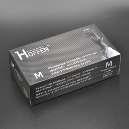Рукавички нітрілові чорні HOFFEN (3,5 г) М 100 шт