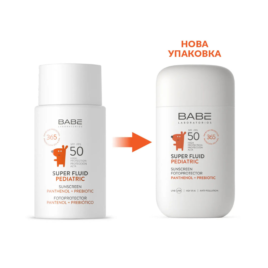 Сонцезахисний дитячий супер флюїд з пантенолом і пребіотиком SPF 50+ ВАВЕ, 50 мл