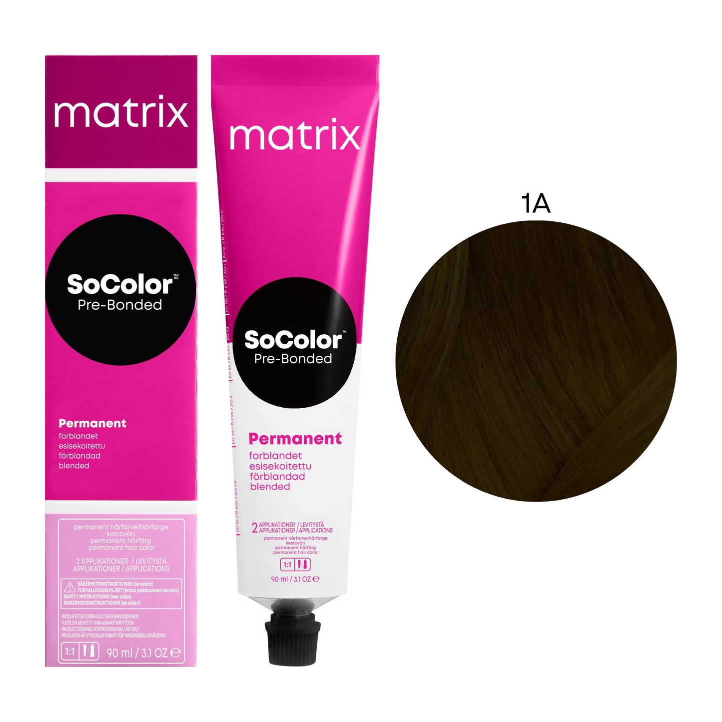 Стійка крем-фарба для волосся Socolor Beauty Matrix 1A Попелястий синяво-чорний 90 мл