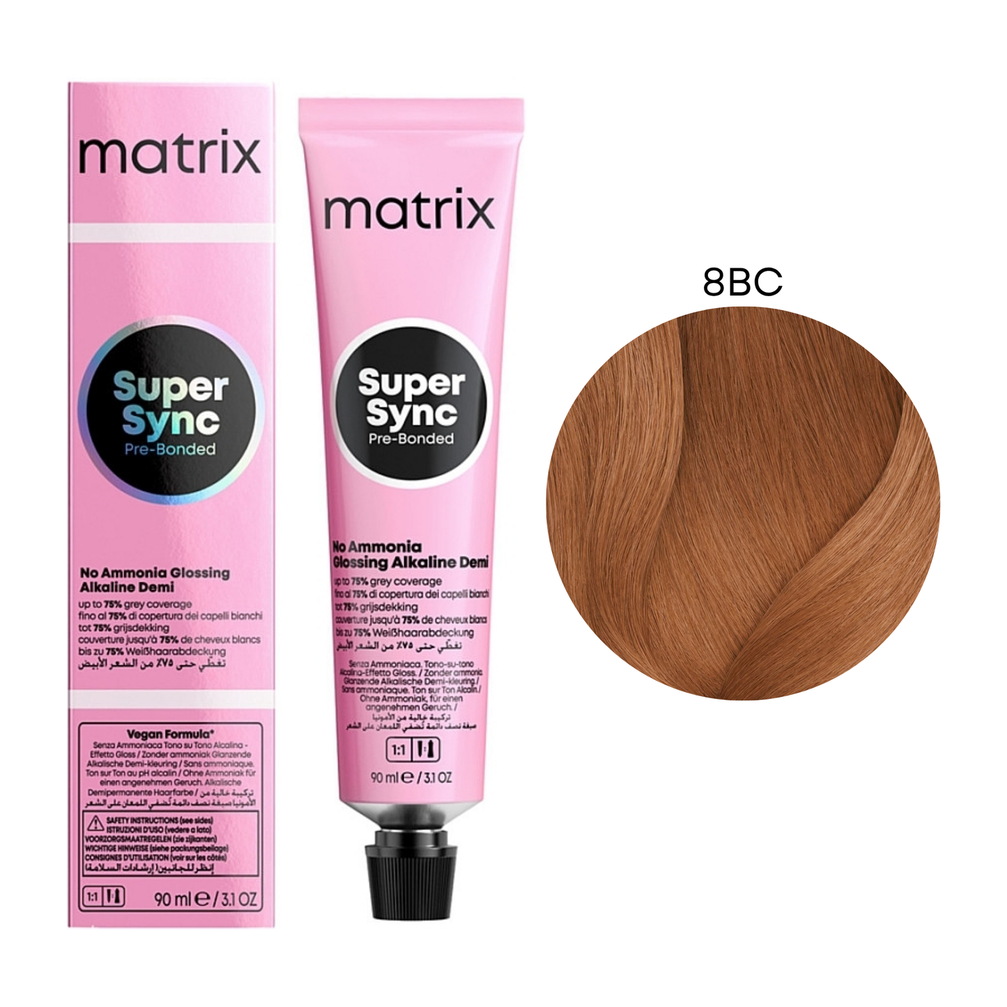 Тонер безаміачний для волосся Super Sync Pre-Bonded Matrix 8BC 90 мл